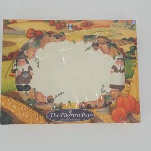 Publix Thanksgiving The Pilgrim Pair Serving Platter 17"X13"  Boxed Pilgrims USA